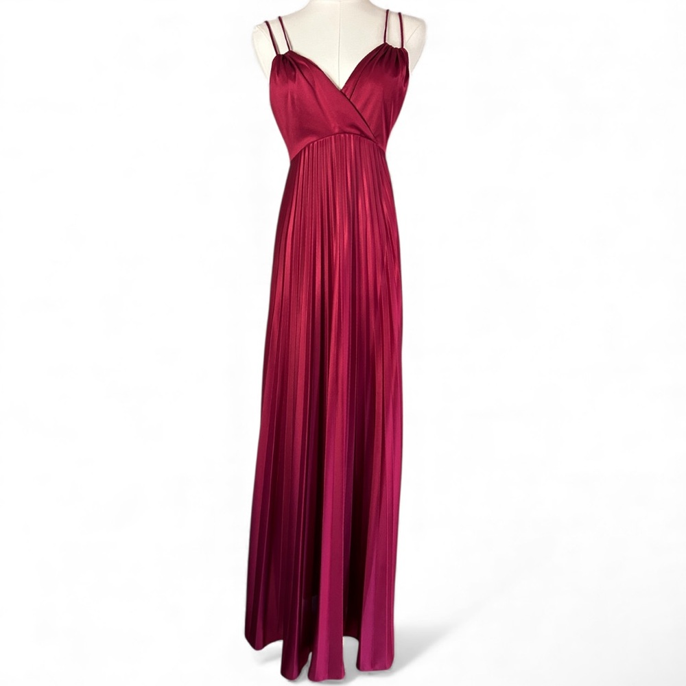VINTAGE 70S ILGWU Babydoll Pleated Formal Gown Romantic Old Hollywood Glam Sz S